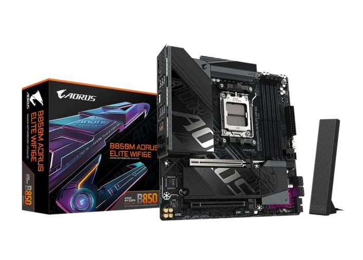  B850 m-ATX Motherboard: AM5 Socket For AMD Ryzen 7000/8000/9000 Series Processors<BR>4x DDR5, 4x SATA 6Gb/s, PCIe 5.0, 1x M.2 Gen5 + 1x M.2 Gen4, USB 3.2, 2.5GbE LAN, Wifi 6E + Bluetooth 5.3,  Realtek 7.1 Audio, 1x DP  